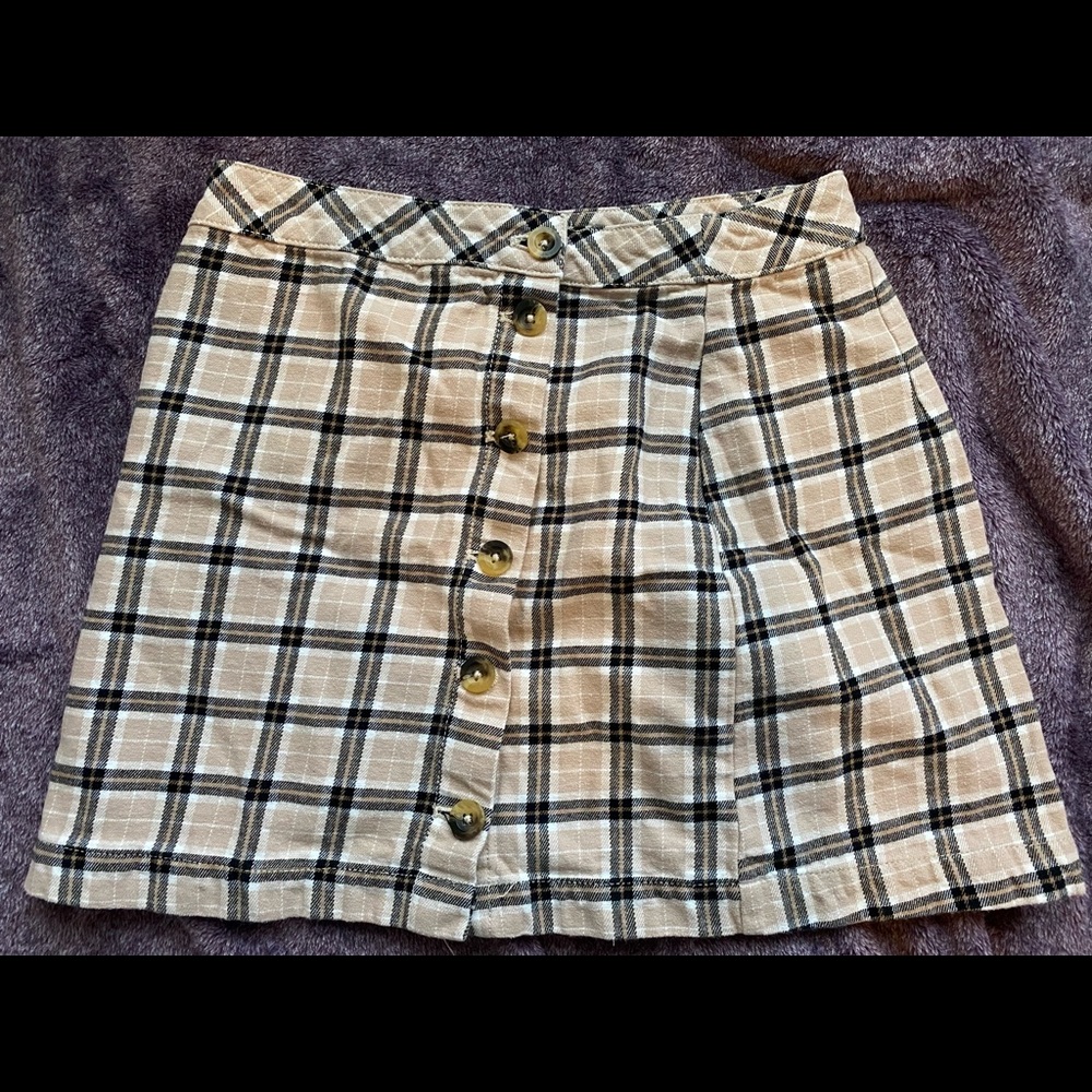 H&M Divided Plaid Beige Mini Skirt